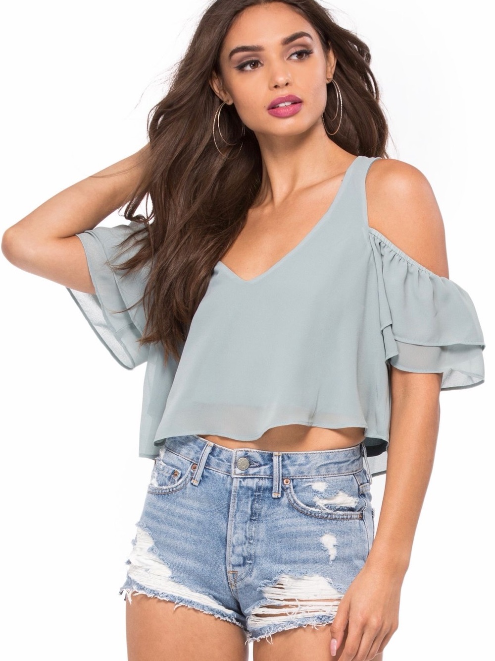 Show Me Your Mumu Sadie Ruffle Crop Top